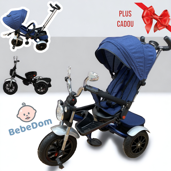 Tricicleta evolutiva, cu pozitie somn, scaun rotativ, muzica si lumini, culoare albastru,  BBD5199TRA