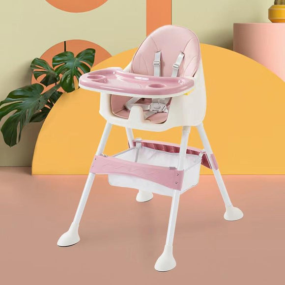 Scaun de masa pentru bebelusi, reglabil pe inaltime , 2 in 1 , roz