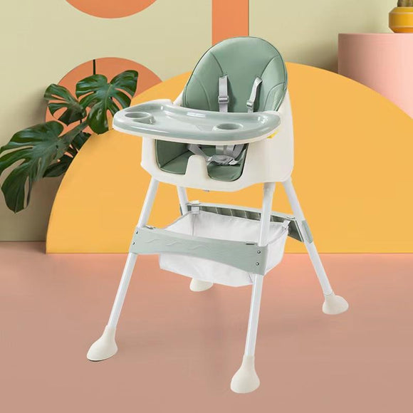 Scaun de masa pentru bebelusi, reglabil pe inaltime , 2 in 1 , verde