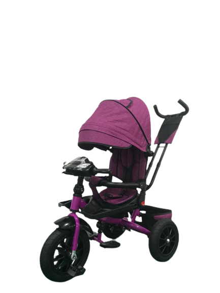 Tricicleta roti cauciuc, cu scaun rotativ si pozitie somn, muzica si lumini, MOV, GGBD02TR