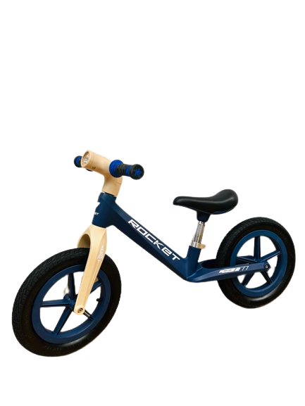 Bicicleta fara pedale ROCKET cu roti gonflabile , marime roti 12 inch si lumini, albastru