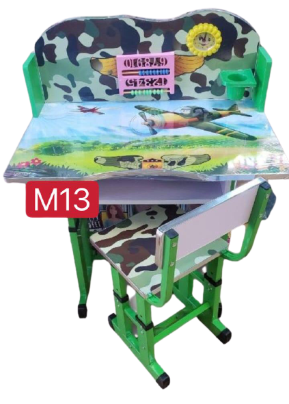 Birou cu scaunel din MDF cu cadru metalic, model avioane BBDM13