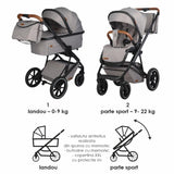 Carucior modular 2in1 Coccolle Nessia Lunar rock+Balansoar bebelusi C Velio Butternut