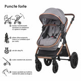 Carucior transformabil 3in1 Coccolle Melora Moonlit grey