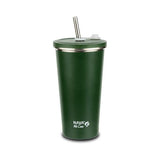 Cana termica cu pai din otel inoxidabil, Nava We care, 500 ml, verde