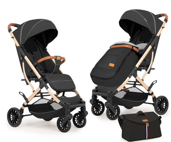 Carucior Sport S2, cu saculet de iarna inclus, geanta parinti si pliere compacta tip troller, culoare NEGRU