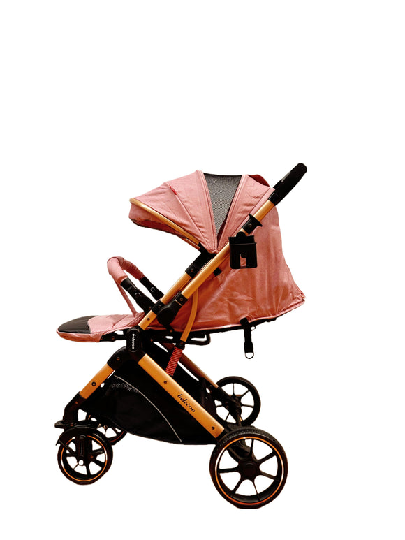 Carucior sport Belecoo,  cu maner reversibil , pozitie somn, pliere tip troller, max 22 kg, 6-36 luni, BBDB1, ROZ