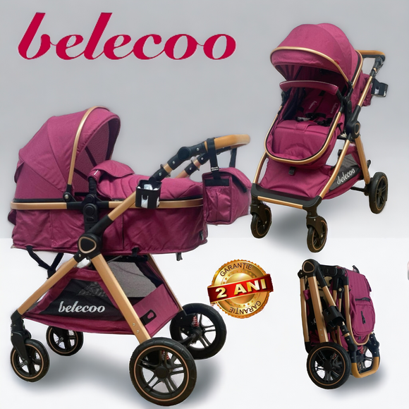 Carucior model 2 in 1 Belecoo XID, reversibil ,cu pliere compacta, 0-36 luni, BBDXIDM