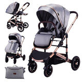 Carucior 3 in 1, L-Sun F6 ,Cadru aluminiu, Ultrapliabil, Cu Parte Sport  si salteluta moale, Scoica auto , Reversibil, Huse pentru picioare, Geanta parinti, Pana la 22 kg, gri