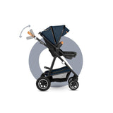Carucior 3 in 1, Lionelo, Amber, Cadru aluminiu, Cu landou intarit si salteluta moale, Cu scoica auto testata ADAC, Reversibil, Cu accesorii, Geanta parinti, Pana la 22 kg, Albastru