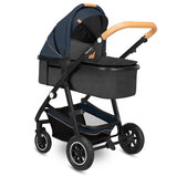 Carucior 3 in 1, Lionelo, Amber, Cadru aluminiu, Cu landou intarit si salteluta moale, Cu scoica auto testata ADAC, Reversibil, Cu accesorii, Geanta parinti, Pana la 22 kg, Albastru
