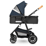 Carucior 3 in 1, Lionelo, Amber, Cadru aluminiu, Cu landou intarit si salteluta moale, Cu scoica auto testata ADAC, Reversibil, Cu accesorii, Geanta parinti, Pana la 22 kg, Albastru