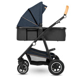 Carucior 3 in 1, Lionelo, Amber, Cadru aluminiu, Cu landou intarit si salteluta moale, Cu scoica auto testata ADAC, Reversibil, Cu accesorii, Geanta parinti, Pana la 22 kg, Albastru