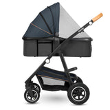 Carucior 3 in 1, Lionelo, Amber, Cadru aluminiu, Cu landou intarit si salteluta moale, Cu scoica auto testata ADAC, Reversibil, Cu accesorii, Geanta parinti, Pana la 22 kg, Albastru