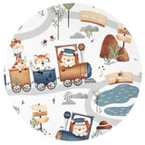 Aparatoare pentru patut, MimiNu, Din bumbac certificat Oeko Tex Standard 100, 180x30 cm, Cu panglici, Design, Zoo in train