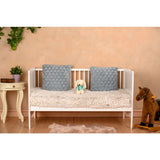 Patut din lemn bebe, Transformabil si pentru junior, 140x70 cm, Din lemn de pin si mdf, Stabil si rezistent, Inaltime saltea reglabila pe 3 nivele, Laterala cu 3 bete detasabile, EN716-1, EN716-2, Alb, Babyneeds, Nadia + Saltea 12 cm