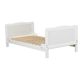 Patut din lemn bebe, Transformabil si pentru junior, 140x70 cm, Din lemn de pin si mdf, Stabil si rezistent, Inaltime saltea reglabila pe 3 nivele, Laterala cu 3 bete detasabile, EN716-1, EN716-2, Alb, Babyneeds, Nadia + Saltea 12 cm