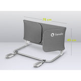 Bariera de protectie pentru pat, Lionelo, Lora XL, Pliabila, Sistem de blocare StandSafe, Geanta de transport inclusa, 150x46 cm, Conform cu BS 7972:2001+A1:2009, Gri