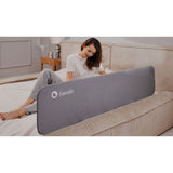Bariera de protectie pentru pat, Lionelo, Lora XL, Pliabila, Sistem de blocare StandSafe, Geanta de transport inclusa, 150x46 cm, Conform cu BS 7972:2001+A1:2009, Gri