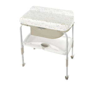 Cadita de baie cu suport, Jane, Flip Cu 2 pozitii anatomice, Cu masuta de infasat, Cu tavita si compartimente pentru accesorii, Conform cu standardele europene EN 17072:2018EN 12221:2008+A1:2013, Iris