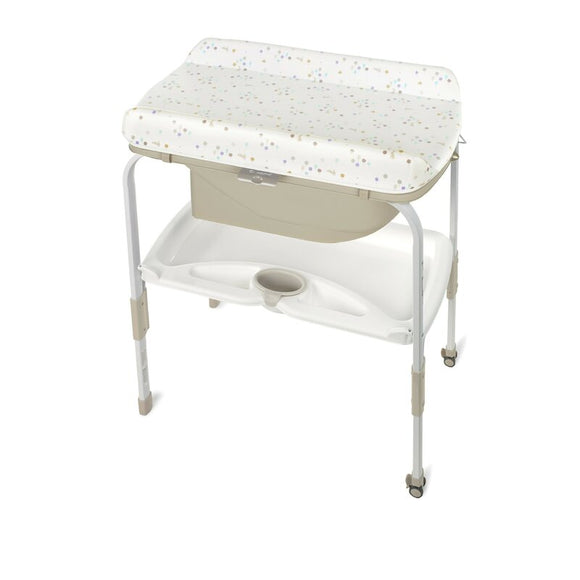 Cadita de baie cu suport, Jane, Flip Cu 2 pozitii anatomice, Cu masuta de infasat, Cu tavita si compartimente pentru accesorii, Conform cu standardele europene EN 17072:2018EN 12221:2008+A1:2013, Iris
