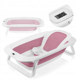 Cadita pliabila, Lionelo, Bubble, Suport anatomic si dop incluse, Cu termometru, Capacitate 50 l, 85 x 50 cm, Roz