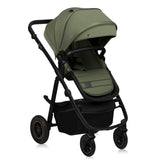 Carucior 2 in 1, Lionelo, Amber Plus, Cadru aluminiu, Cu landou intarit si salteluta moale, Reversibil, Maner ajustabil, Cu accesorii, Cu ventilatie panoramica 3D, Pana la 22 kg, EN1888-1, EN1888-2, EN1466, Verde