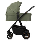 Carucior 2 in 1, Lionelo, Amber Plus, Cadru aluminiu, Cu landou intarit si salteluta moale, Reversibil, Maner ajustabil, Cu accesorii, Cu ventilatie panoramica 3D, Pana la 22 kg, EN1888-1, EN1888-2, EN1466, Verde