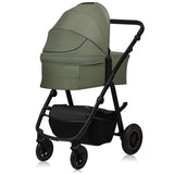 Carucior 2 in 1, Lionelo, Amber Plus, Cadru aluminiu, Cu landou intarit si salteluta moale, Reversibil, Maner ajustabil, Cu accesorii, Cu ventilatie panoramica 3D, Pana la 22 kg, EN1888-1, EN1888-2, EN1466, Verde