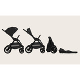 Carucior 2 in 1, Lionelo, Layla, Pana la 22 kg, Cadru aluminiu, Cu landou intarit si salteluta din spuma AirDots, Reversibil, Cu ventilatie 3D, Cu accesorii, EN1888-1, EN1888-2, EN1466, Negru