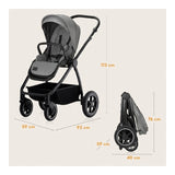 Carucior 2 in 1, Lionelo, Meril, Cu landou si scaun cu dimensiune XL, Reversibil, Cu sistem de ventilatie 3D, Cu accesorii, Pana la 22 kg, Conform cu EN1888-1 EN1888-2, EN1466, Gri