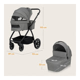 Carucior 2 in 1, Lionelo, Meril, Cu landou si scaun cu dimensiune XL, Reversibil, Cu sistem de ventilatie 3D, Cu accesorii, Pana la 22 kg, Conform cu EN1888-1 EN1888-2, EN1466, Gri