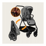 Carucior 2 in 1, Lionelo, Meril, Cu landou si scaun cu dimensiune XL, Reversibil, Cu sistem de ventilatie 3D, Cu accesorii, Pana la 22 kg, Conform cu EN1888-1 EN1888-2, EN1466, Gri