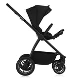 Carucior 2 in 1, Lionelo, Meril, Cu landou si scaun cu dimensiune XL, Reversibil, Cu sistem de ventilatie 3D, Cu accesorii, Pana la 22 kg, Conform cu EN1888-1 EN1888-2, EN1466, Negru