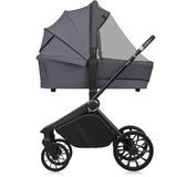 Carucior 2 in 1, Lionelo, Mika Plus, Cadru din aluminiu, Cu landou intarit si salteluta moale, Reversibil, Cu sistem de ventilatie 3D, Cu accesorii, Pana la 22 kg, Conform cu EN1888-1 EN1888-2, EN1466, Gri