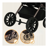 Carucior 2 in 1, Lionelo, Mika Plus, Cadru din aluminiu, Cu landou intarit si salteluta moale, Reversibil, Cu sistem de ventilatie 3D, Cu accesorii, Pana la 22 kg, Conform cu EN1888-1 EN1888-2, EN1466, Mocha Mousse