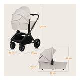 Carucior 2 in 1, Lionelo, Mika Plus, Cadru din aluminiu, Cu landou intarit si salteluta moale, Reversibil, Cu sistem de ventilatie 3D, Cu accesorii, Pana la 22 kg, Conform cu EN1888-1 EN1888-2, EN1466, Bej