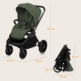 Carucior 2 in 1, Lionelo, Mika Plus, Cadru din aluminiu, Cu landou intarit si salteluta moale, Reversibil, Cu sistem de ventilatie 3D, Cu accesorii, Pana la 22 kg, Conform cu EN1888-1 EN1888-2, EN1466, Verde