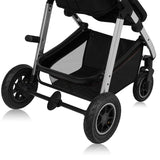 Carucior 3 in 1, Lionelo, Amber, Cadru aluminiu, Cu landou intarit si salteluta moale, Cu scoica auto testata ADAC, Reversibil, Cu accesorii, Geanta parinti, Pana la 22 kg, Negru silver
