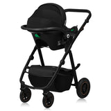 Carucior 3 in 1, Lionelo, Amber Plus, Cadru aluminiu, Cu landou intarit si salteluta moale, Cu scoica auto testata ADAC, Reversibil, Maner ajustabil, Cu accesorii, Cu ventilatie panoramica 3D, Pana la 22 kg, EN1888-1, EN1888-2, EN1466, ECE R129, Verde