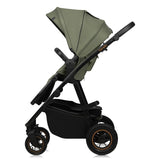 Carucior 3 in 1, Lionelo, Amber Plus, Cadru aluminiu, Cu landou intarit si salteluta moale, Cu scoica auto testata ADAC, Reversibil, Maner ajustabil, Cu accesorii, Cu ventilatie panoramica 3D, Pana la 22 kg, EN1888-1, EN1888-2, EN1466, ECE R129, Verde