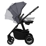 Carucior 3 in 1, Lionelo, Amber Plus, Cadru aluminiu, Cu landou intarit si salteluta moale, Cu scoica auto testata ADAC, Reversibil, Maner ajustabil, Cu accesorii, Cu ventilatie panoramica 3D, Pana la 22 kg, EN1888-1, EN1888-2, EN1466, ECE R129, Gri