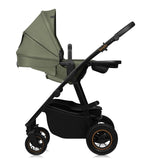 Carucior 3 in 1, Lionelo, Amber Plus, Cadru aluminiu, Cu landou intarit si salteluta moale, Cu scoica auto testata ADAC, Reversibil, Maner ajustabil, Cu accesorii, Cu ventilatie panoramica 3D, Pana la 22 kg, EN1888-1, EN1888-2, EN1466, ECE R129, Verde