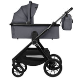Carucior 3 in 1, Lionelo, Layla, Cadru din aluminiu, Cu landou intarit si salteluta din spuma AiryDots, Cu scoica auto testata ADAC, Reversibil, Cu sistem de ventilatie 3D, Cu accesorii, Pana la 22 kg, EN1888-1 EN1888-2 EN1466 ECE R129, Gri