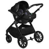 Carucior 3 in 1, Lionelo, Layla, Cadru din aluminiu, Cu landou intarit si salteluta din spuma AiryDots, Cu scoica auto testata ADAC, Reversibil, Cu sistem de ventilatie 3D, Cu accesorii, Pana la 22 kg, EN1888-1 EN1888-2 EN1466 ECE R129, Gri