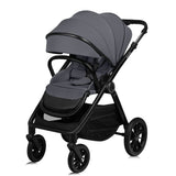 Carucior 3 in 1, Lionelo, Layla, Cadru din aluminiu, Cu landou intarit si salteluta din spuma AiryDots, Cu scoica auto testata ADAC, Reversibil, Cu sistem de ventilatie 3D, Cu accesorii, Pana la 22 kg, EN1888-1 EN1888-2 EN1466 ECE R129, Gri
