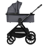 Carucior 3 in 1, Lionelo, Layla, Cadru din aluminiu, Cu landou intarit si salteluta din spuma AiryDots, Cu scoica auto testata ADAC, Reversibil, Cu sistem de ventilatie 3D, Cu accesorii, Pana la 22 kg, EN1888-1 EN1888-2 EN1466 ECE R129, Gri
