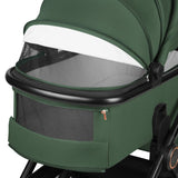 Carucior 3 in 1, Lionelo, Layla, Pana la 22 kg, Cadru aluminiu, Cu landou intarit si salteluta din spuma AirDots, Cu scoica auto testata ADAC, Reversibil, Cu ventilatie 3D, Cu accesorii, EN1888-1, EN1888-2, EN1466, Verde