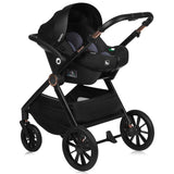 Carucior 3 in 1, Lionelo, Layla, Pana la 22 kg, Cadru aluminiu, Cu landou intarit si salteluta din spuma AirDots, Cu scoica auto testata ADAC, Reversibil, Cu ventilatie 3D, Cu accesorii, EN1888-1, EN1888-2, EN1466, Verde