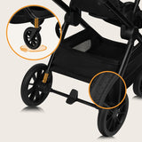 Carucior 3 in 1, Lionelo, Layla, Pana la 22 kg, Cadru aluminiu, Cu landou intarit si salteluta din spuma AirDots, Cu scoica auto testata ADAC, Reversibil, Cu ventilatie 3D, Cu accesorii, EN1888-1, EN1888-2, EN1466, Negru